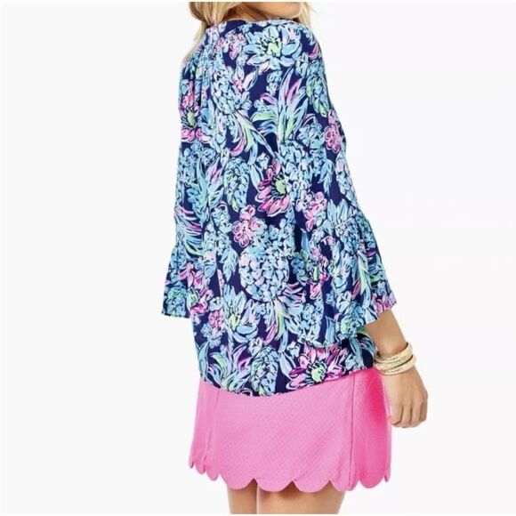 Lilly Pulitzer Women's Dakota Blouse Top In Pineapple Paradise Size S - Picture 3 of 11